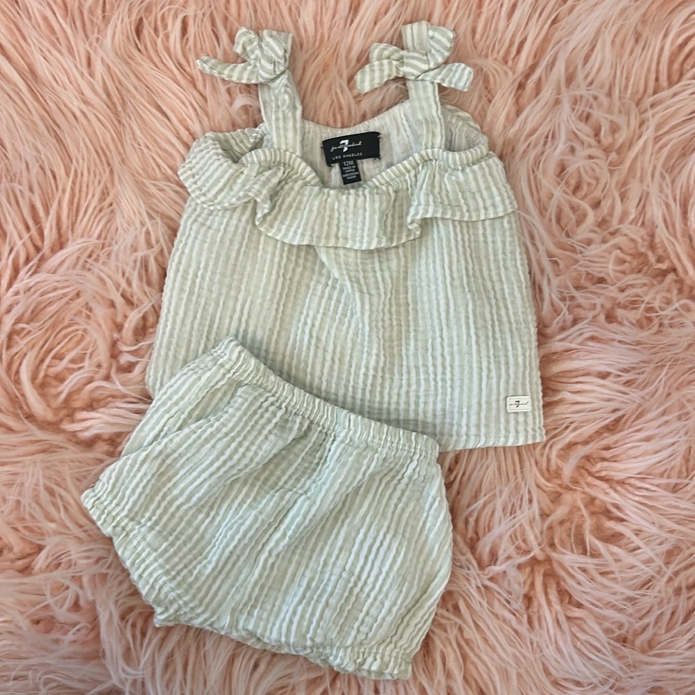 7 For All Mankind Seersucker Tank and Short Set